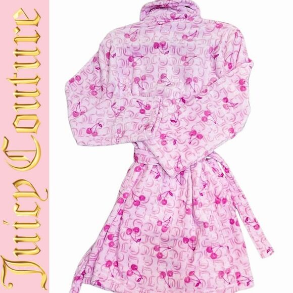 Juicy Couture JC Logo Cherry Print Plush Robe - Picture 1 of 6